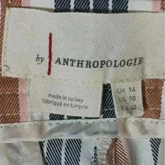 By-Anthropology Low Rise Blue/Burnt Orange Striped Flare Pants Women’s‎ Sz 10 - Picture 3 of 9